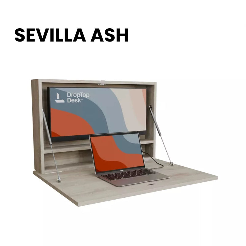 DropTop Single 29 Light desk open, in the Sevilla Ash finish.
