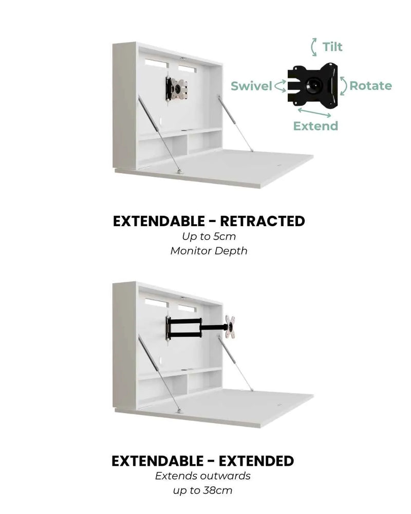 Diagram of the extendable mount on a Single, retracted and extended.