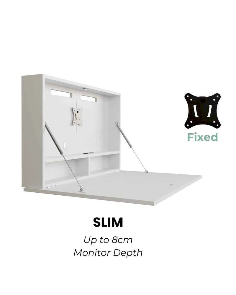 Open DropTop Single with the slim fixed monitor mount, for screens up to 8cm deep.