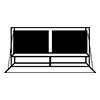 Line drawing of a DropTop Light desk open with two monitors.