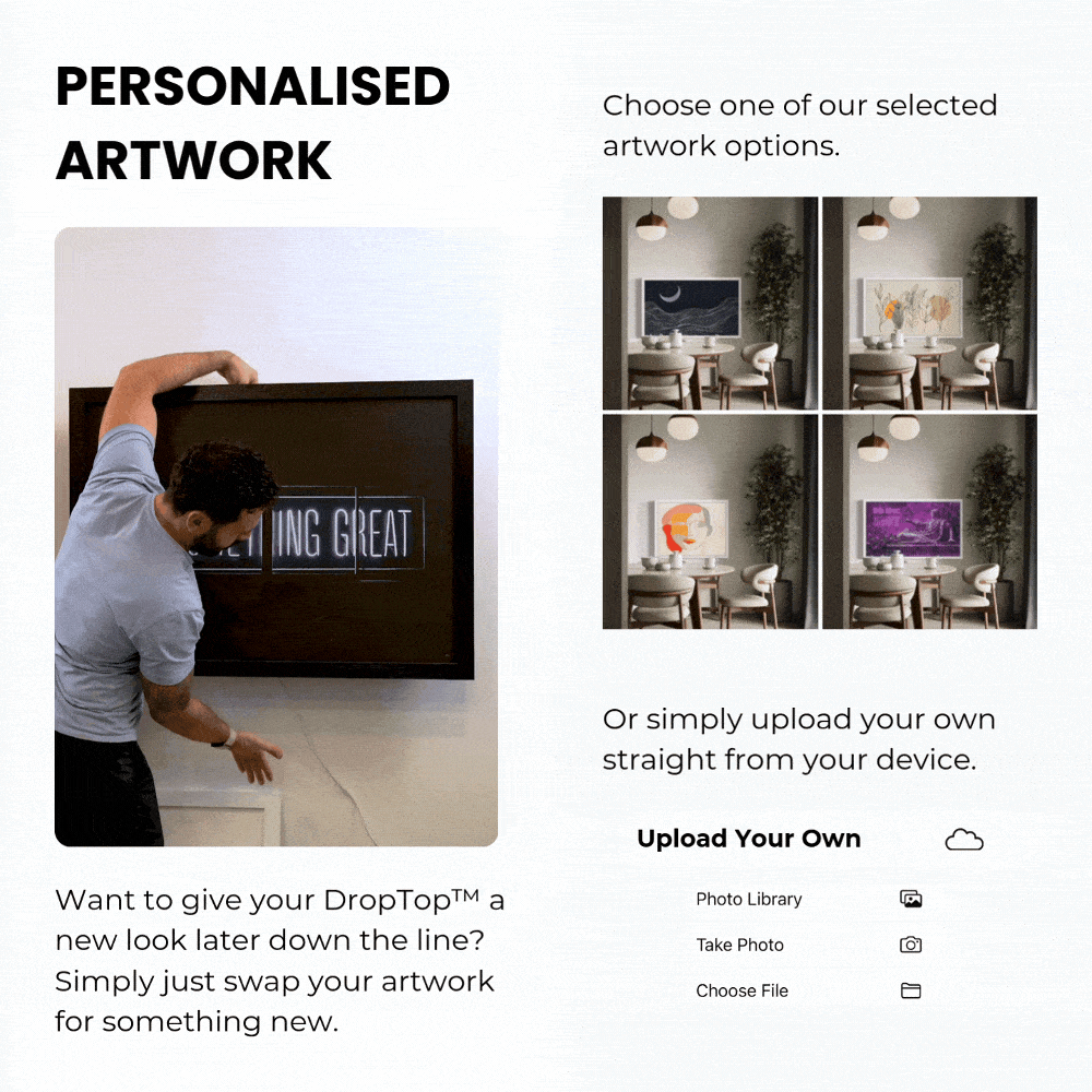 Personalized artwork options: pick one of the supplied designs or upload your own.