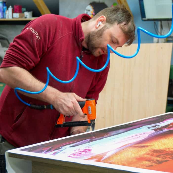 Finishing a DropTop desk surface by hand