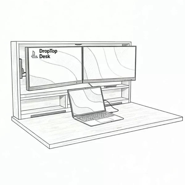 Line drawing of the DropTop Duo with its features picked out