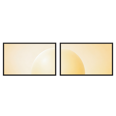 Layout diagram: two smaller landscape screens side by side, set high on the wall plate.