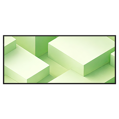 Layout diagram: a single ultrawide screen centred on the wall plate.