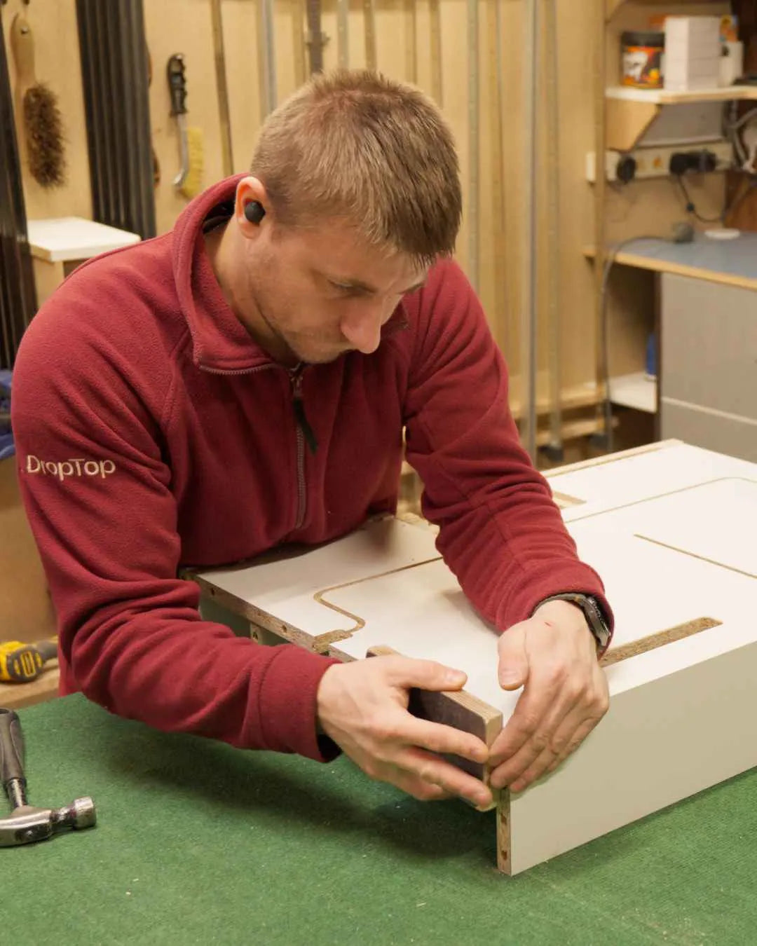 A DropTop Classic being assembled by hand in the workshop